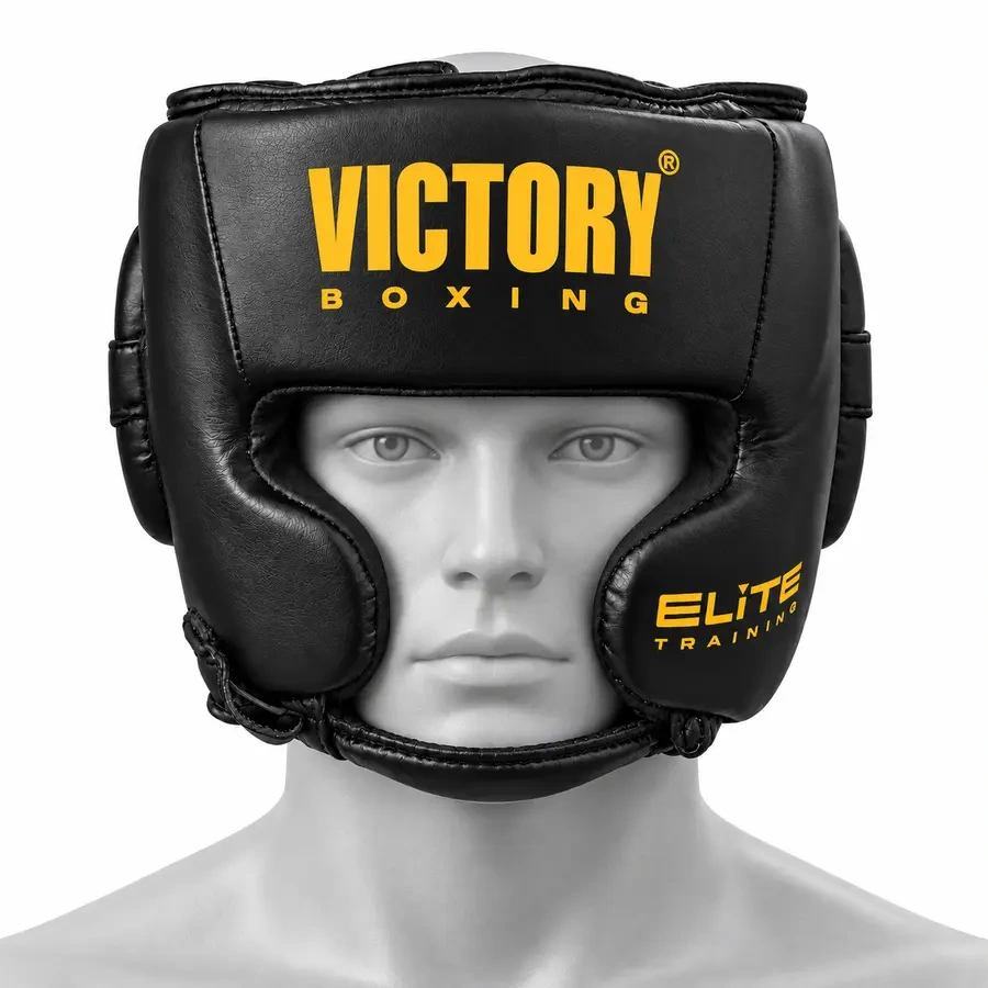 Mannequin wearing Victory Boxing Pro Leather Lace Up Head Guard